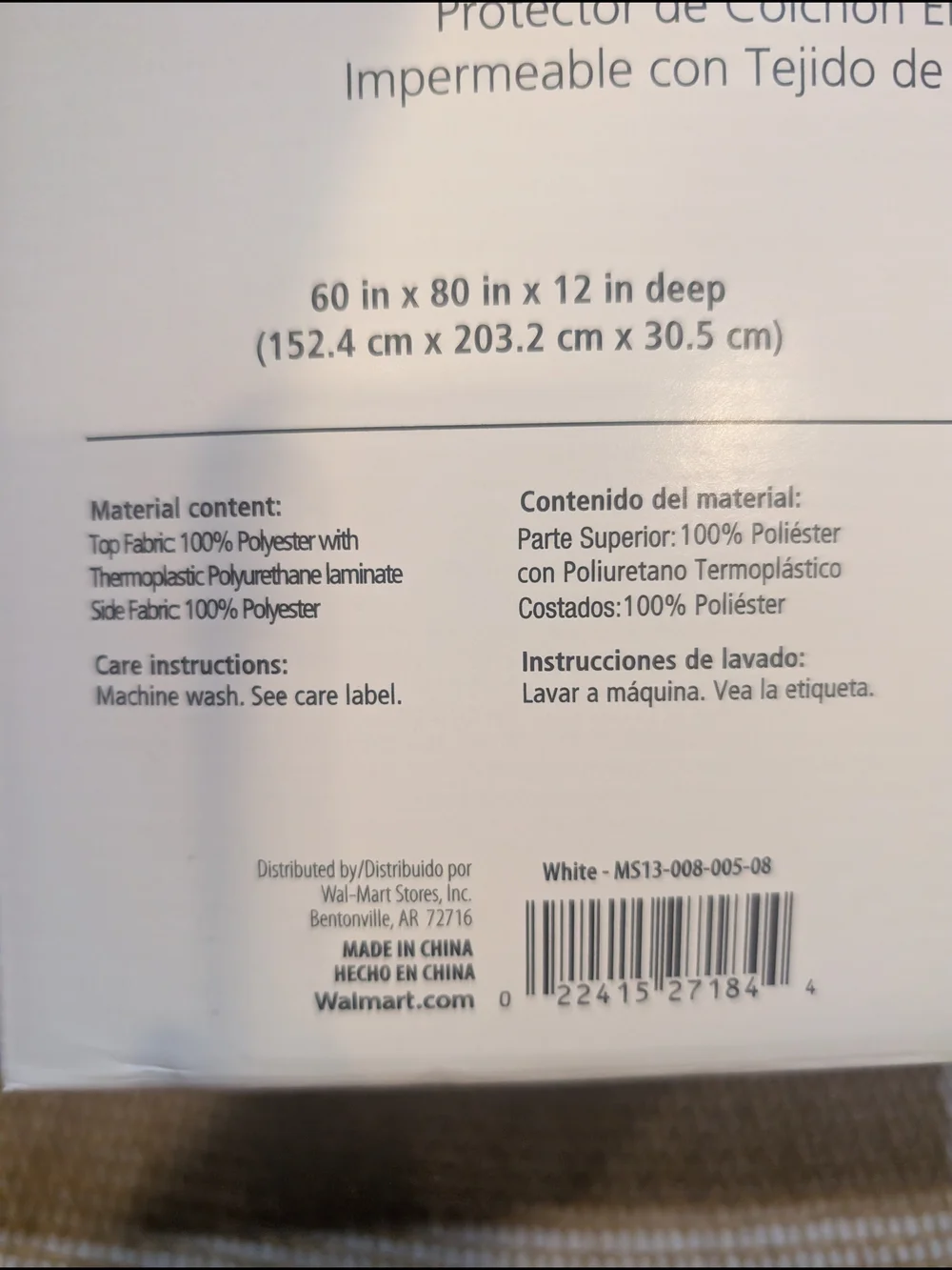 Mainstays White Quilted Waterproof Fitted Mattress Protector - Queen
